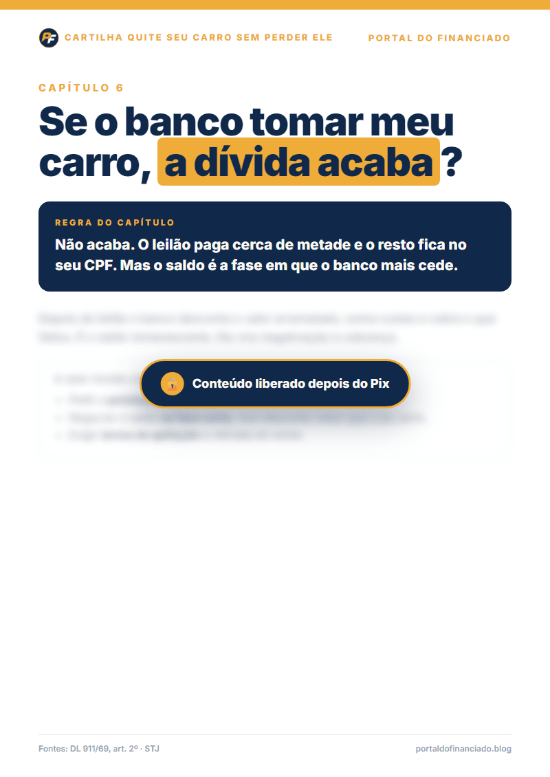 Se o banco tomar o carro, a dívida acaba?